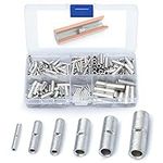 Wirefy 200 PCS Non Insulated Butt Connectors Kit - Butt Splice Connectors - Uninsulated Crimp Wire Connectors - 24-8 AWG