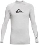 Quiksilver Men's All Time Ls Long Sleeve Rashguard Surf Rash Guard Shirt, Sleet Heather, Medium UK