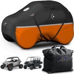 LIBZAKI UTV Cover,420D Heavy Duty Waterproof UTV Covers 2-3 Seater/4-6 Seater for Polaris Ranger RZR PRO XP 4 Yamaha Rhino Can-Am Defender Pioneer Kawasaki Mule Sxs Teryx Black/Orange-XL