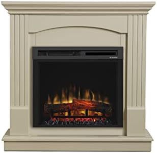 Dimplex Chadwick Optiflame Electric Fire Suite, Cream Stone Effect Fully Assembled Fireplace Suite with LED Flame Effect, Variable Flame Height, Log Style Fuel Bed, 1.5kW Fan Heater and Remote Control