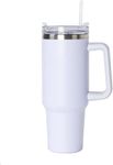 Stainless Steel 40 oz Tumbler with Lid and Straw, Vacuum Insulated Travel Mug for Hot and Cold Drinks, Double-Walled Leak-proof Thermal and Iced Coffee Cup, Ideal for Sports and Outdoor Activities (White)