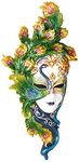 Design Toscano Peacock Feather Masks of Venice Wall Sculpture, Polyresin, Full Colour, 34.5 cm