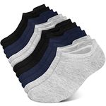 Ankle Socks Mens Breathable Cotton Low Cut (6 Pairs) Non Slip No Show Trainer Socks with Arch Support (2 Black+2 Grey+2 Navy)