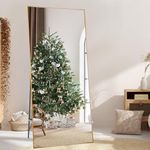 GarveeHome Full Length Mirror with Stand, 76" x 34" Free Standing Mirror Full Length, Floor & Full Length Mirrors Aluminum Alloy Thin Frame, for Bedroom, Living/Dressing Room, Gym, Gold