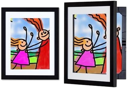 Dynamic Frames Li’l Davinci Front-Open 2-Pack Kids Art Frames, Wooden Frames for 8.5x11 Artwork, Prints & Certificates, Store up to 50 per Frame, 11.75 x 14.75 Outer Dimensions, Black