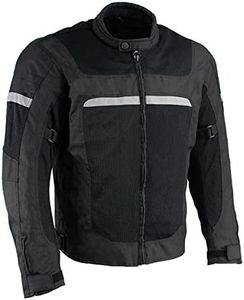 Milwaukee Leather MPM1794 Black Armored Mesh Racer Jacket with Reflective Piping for Men - All Season Jacket - Medium