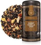 Teabloom Organic Black Tea, Sweet Vanilla Chai Loose Leaf Tea, Rich and Spicy Vanilla-Scented Blend, Exceptional USDA Organic Whole Leaf Blend, 3.53 Ounce Loose Leaf Tea Canister Makes 35-50 Cups