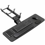 VIVO Premium Adjustable 34 x 11 inch Computer Keyboard and Mouse Platform Tray, Ergonomic Under Table Desk Mount Drawer with Padding, Black, MOUNT-KB34P-B