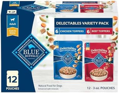 Blue Buffalo Delectables Natural Wet Dog Food Toppers Variety Pack, Tasty Chicken & Hearty Beef, Cuts in Gravy, 3-oz. (12 Pouches, 6 of Each Flavor)