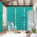 FREDDO - HDPE Fabric 85% Sun Blockage UV/Heat Protection Indoor/Outdoor Loop Curtains for Balcony/Window (4.5 ft X 7 ft, Green Color) Pack of 2 Pcs