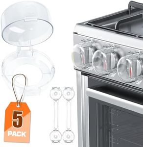 YTDSUP (5 + 2 PACK) Stove Knob Covers for Child Safety, Child Safety Locks, Stove Knob Safety Covers, Childproof Oven Lock Knob Covers with Adhesive, Prevent Kids/Pets from Gas Stove Knob Locks(Clear)