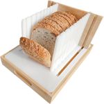 Bread Slicer Guide for Homemade Bread - 3 Size Thickness With 3 Adjustable Widths - Plastic Guides With Bamboo Crumb Tray - Compact Storage - For Loaves Bagel Sourdough - 3/8, 1/2 & 3/4" Thickness