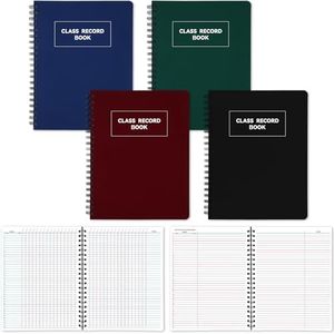 Resurhang 4 Pcs Teacher Grade Book Class Record Book for 6 Weeks, 40 Names, 8.5 x 11 Inch Combination Plan and Record Book for Teachers Elementary Middle School Classroom