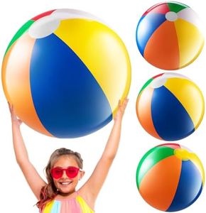 24-inch Giant Beach Ball - (Pack of 3) Big Inflatable Beach Balls for Pool Toys, Blow Up Large Inflatable Ball Toys for Kids Pool Parties, Themed Birthdays, Beach Events, Summer Party Decorations