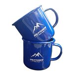 Brutforce Pack of 2 Piece Hand-Crafted Steel Enamel Mug with Mountains for Army, Military, Corporate, Offices and Gifting (Blue)