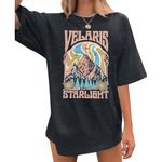 KIMSOONG Women Acotar Velaris Shirts Vintage Oversized Velaris City of Starlight Shirt Book Lover Gift Short Sleeve Tee Black