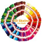 Embroidery Floss Rainbow Color 50 Skeins Per Pack Cross Stitch Threads Friendship Bracelets String Embroidery Thread Cotton Floss Bracelet Yarn Crafts Floss by ZIBELL (Rainbow1)