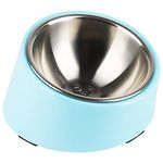 SUPERDESIGN Mess Free 15° Slanted Bowl for Dogs and Cats, Tilted Angle Bulldog Bowl Pet Feeder, Non-Skid & Non-Spill, Easier to Reach Food S/150ml Light Blue