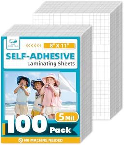 【5 Mil】Self Adhesive Laminating Sheets, 8 x 11 Inch Laminate Sheets, 100 Pack No Heat Laminating Sheets, Self Sealing Laminating Sheets for Laminator, Round Corner, No Heat, No Machine Needed