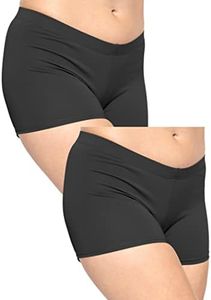 STRETCH IS COMFORT Women's Nylon Booty Shorts 2 Pack Black X-Small