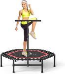 CLORIS 45in Trampoline Rebounder Max Load 450lbs Fitness Trampoline with Adjustable Foam Handle for Adult, Best Gift for Adult (Red)
