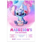 Personalised Stitch Birthday Party Invitations, Girls Cute Pastel Stitch and Angel Invites, First, 2nd, 3rd, 4th, 5th 6th 7th 8th 9th 10th 13th any age | PACK OF 10 WITH ENVELOPES