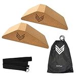 KIITLY | Cork Squat Wedge Block (2Pcs) with a Yoga Resistance Band and Gym Bag – Non Slip Heel Elevated Ramp, Sturdy Platform, Slant Board, and Stretcher for Squatting, Calf Raise, and Weightlifting