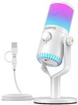 MAONO Gaming Microphone for PC, PS5, PS4, Computer, USB Condenser Mic with Quick Mute, Programmable RGB Lights, Gain, Monitoring for Streaming, Podcast, Twitch, YouTube, Discord, DM30 RGB White