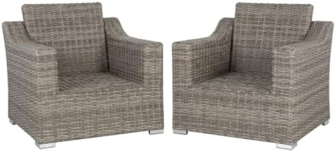 Sornyix Woven Wicker Patio Chair Set with Cushions, 2-Piece Armchair Set