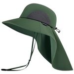 UVSAI UPF 50+ Foldable Sun Hats Wide Brim with Large Neck Flap for Men Women UV Protection Gardening Fishing Beach Hat Green