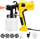 Electric Paint Sprayer, 800W Paint Spray Gun with 4 Nozzles and 3 Patterns, 800ML Container Electric Paint Gun for Furniture Cabinets Fence Walls Door Crafts (Yellow)