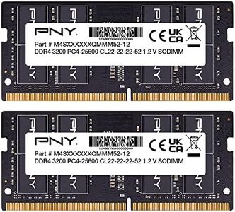 PNY Performance 32GB (2x16GB) DDR4 DRAM 3200MHz (PC4-25600) CL22 (Compatible with 2933MHz, 2666MHz, 2400MHz or 2133MHz) 1.2V Notebook/Laptop (SODIMM) Computer Memory Kit – MN32GK2D43200-TB