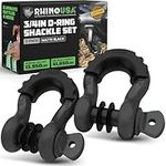 Rhino USA D Ring Shackle 2 Pack (41,850lb Break Strength) – 3/4” Shackle with 7/8 Pin for use with Tow Strap, Winch, Off-Road Truck Vehicle Recovery, Best Offroad Towing Accessories (Matte Black)