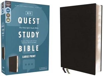 Niv, Quest Study Bible, Large Print, Bonded Leather, Black, Comfort Print: The Only Q and A Study Bible