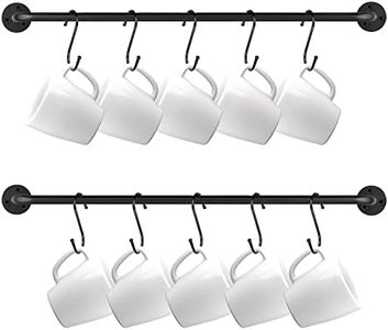 QYINXIU Coffee Mug Wall Rack，Coffee Cup Holder Wall Mounted，Mug Racks for Wall，Mug Wall Rack，Mug Holder Wall，Set of 2, Black (Black)
