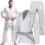 Senshi Japan Karate Gi Uniform | 100% Cotton Lightweight Martial Arts Outfit & White Belt for Training & Sparring | Taekwondo, Tang Soo Do, Shotokan, etc. | For Adults & Kids