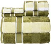 Lavish Home 6-Piece Complete Bath Towel Set – Luxurious Solid and Striped Absorbent Cotton Towels – Machine Washable Bathroom Set by (Green)