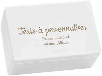 LAUBLUST Boîte à souvenir bébé - Gravure souhaitée - Cadeau naissance personnalisable | Taille M, env. 30x20x14cm, Blanc - Boîte décorative en bois avec couvercle, FSC®