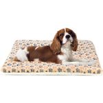 Mora Pets Dog Bed Crate Pad Ultra Soft Pet Bed with Cute Star Print Washable Crate Mat for Large Medium Small Dogs Reversible Fleece Dog Crate Kennel Mat Cat Bed Liner 23 x 18 inch Brown