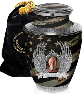 Military Marine Cremation Urn for Ashes Adult Male - Beautifully Handcrafted Decorative Urns & Personalized Military Urns for Human Ashes Adult Man Marine Woodland