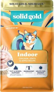 Solid Gold Indoor Dry Cat Food - Grain Free & Gluten Free - Chicken Cat Food Dry Kibble for Indoor Cats for Gut Health - Sensitive Stomach & Hairball Support for Adult Cats - 12LB
