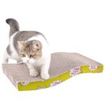 URBANPET Cat Scratch Pad with Catnip |Recycled Paper Corrugated Scratch pad for Cats | Cardboard for Indoor Cat Scratcher| Wave Shaped Reversible Board | Furniture Protection, Durable Texture Design