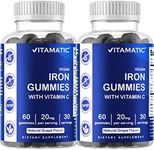 2 Pack Vitamatic Iron Gummies Supplement for Women & Men - 20mg Serving - 60 Vegan Gummies - Great Tasting Iron Gummy Vitamins with Vitamin C (Total 120 Gummies)