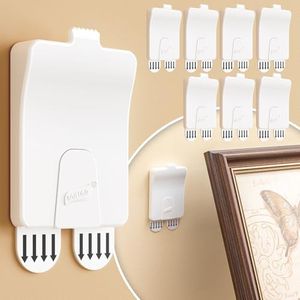 TAILI Picture Hangers 8 Pcs, Damage Free Picture Hangers for Walls,Adhesive Picture Hanging Hooks Without Nails,Art Hanger for Bathroom Kitchen Home Door Closet, Inclue 2 Extra Strips