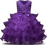 NNJXD Girl Dress Kids Ruffles Lace Party Wedding Dresses Size (120) 4-5 Years Deep Purple