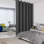 LORDTEX Dark Grey Room Divider Curtains - Total Privacy Wall Room Divider Screens Sound Proof Wide Blackout Curtain for Living Room Bedroom Patio Sliding Door, 1 Panel, 8.3ft Wide x 8ft Tall