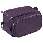 Buruis Extra Large Toiletry Bag for Men & Women, Travel Toiletry Organizer Dopp Kit Water-Resistant Shaving Bag, PU Leather Cosmetic Organizer Bathroom Shower Bag for Toiletries, Accessories (Purple)