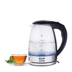 KENT Elegant Electric Glass Kettle, 1.8L, Stainless Steel Heating Plate, Borosilicate Glass Body, Boil Drying Protection