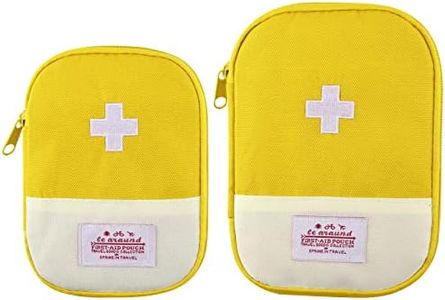 Beautyflier Empty First Aid Pouch, Mini Portable Medical Bag for Outdoor Camping Hiking Travel Emergency, Small Medical Storage Pocket, 2pcs First Aid Bag (Yellow)