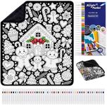 Halloween Washable Coloring Blanket Kit-48-Color Markers for Kids & Adults